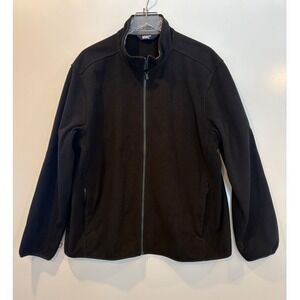 Lands End Black Full Zip Fleece Jacket‎ Men's Outdoor Warm Layer Size XL